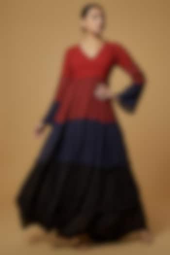 Multi-Colored Viscose Maxi Dress by Pinnacle by Shruti Sancheti