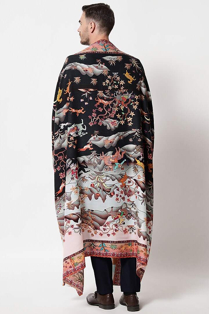 Multi-Colored Pure Wool Printed Shawl by Pashtush at Pernia's Pop Up Shop
