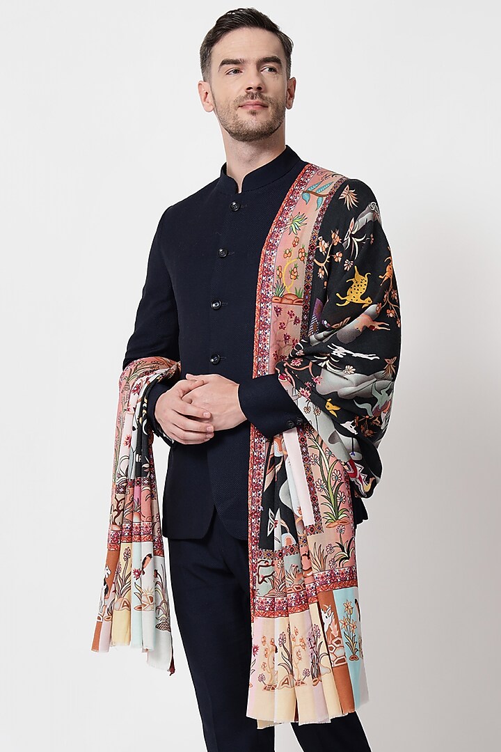 Multi-Colored Pure Wool Printed Shawl by Pashtush at Pernia's Pop Up Shop