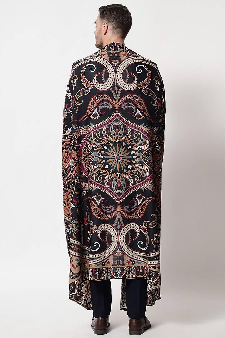 Multi-Colored Pure Wool Printed Shawl by Pashtush at Pernia's Pop Up Shop