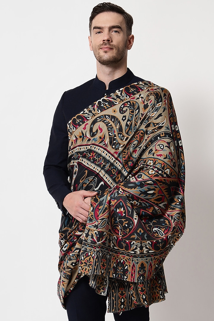Multi-Colored Pure Wool Printed Shawl by Pashtush at Pernia's Pop Up Shop