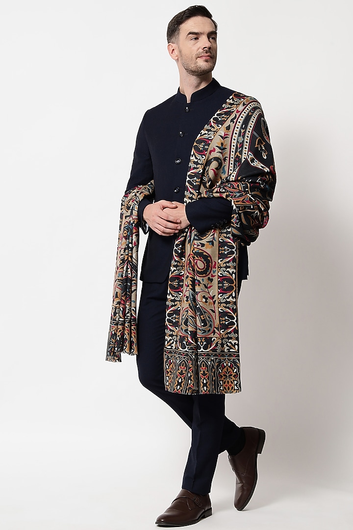 Multi-Colored Pure Wool Printed Shawl by Pashtush at Pernia's Pop Up Shop