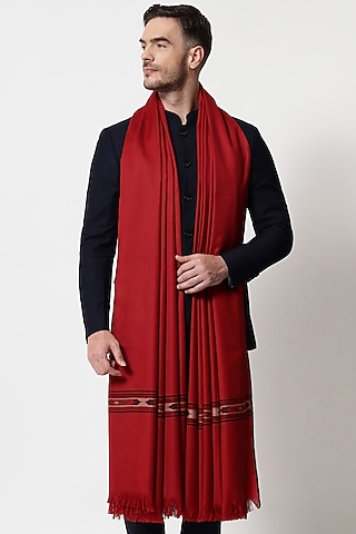Maroon Woven Wool Shawl by Pashtush