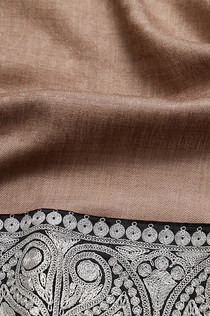 Beige Pure Wool Shawl by Pashtush at Pernia's Pop Up Shop