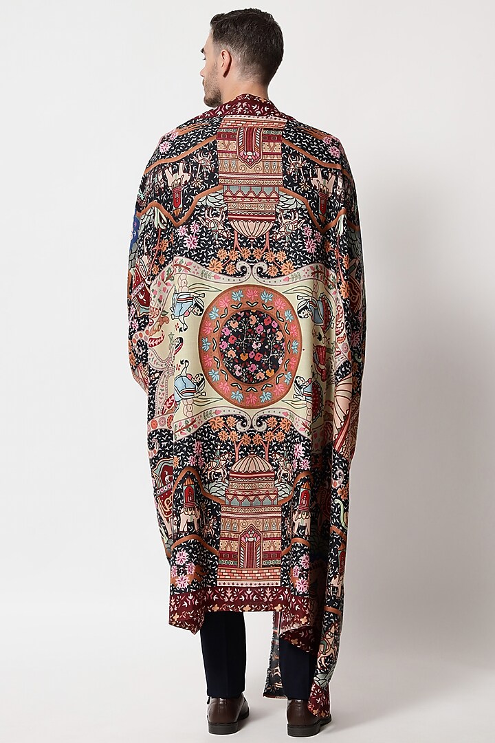 Multi-Colored Pure Wool Printed Shawl by Pashtush at Pernia's Pop Up Shop