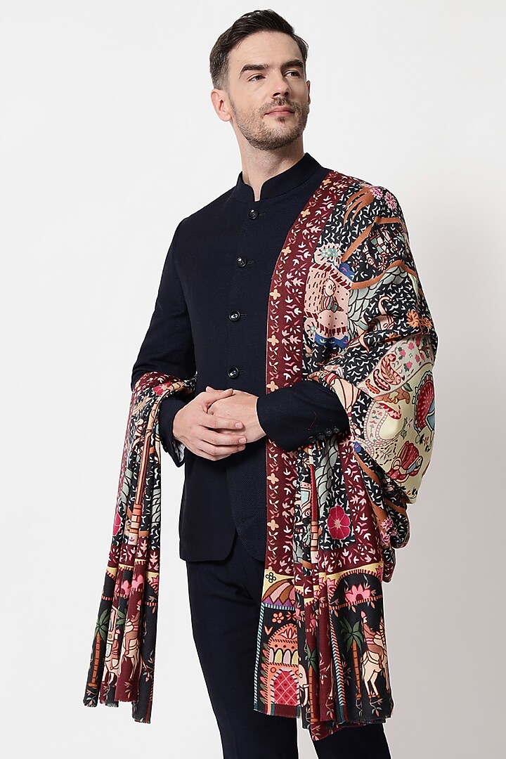 Multi-Colored Pure Wool Printed Shawl by Pashtush at Pernia's Pop Up Shop