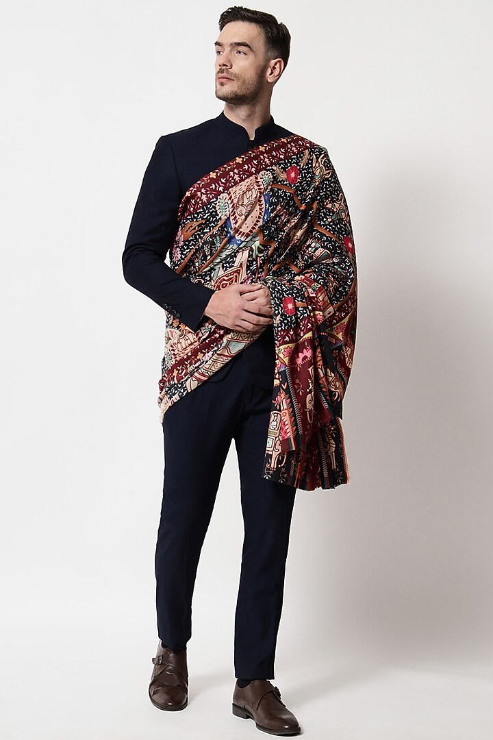 Multi-Colored Pure Wool Printed Shawl by Pashtush at Pernia's Pop Up Shop