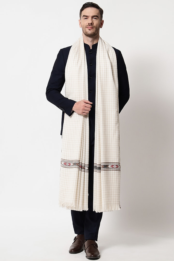 White Wool Shawl by Pashtush