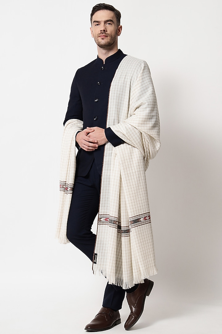 White Wool Shawl by Pashtush at Pernia's Pop Up Shop