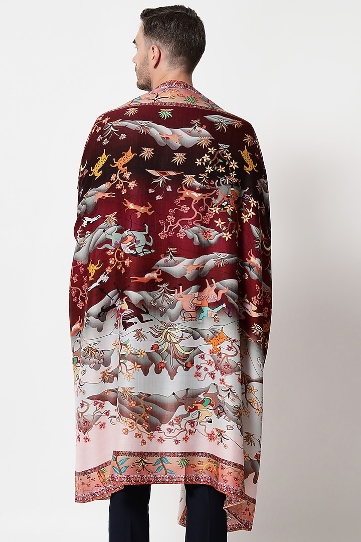 Multi-Colored Pure Wool Printed Shawl by Pashtush at Pernia's Pop Up Shop