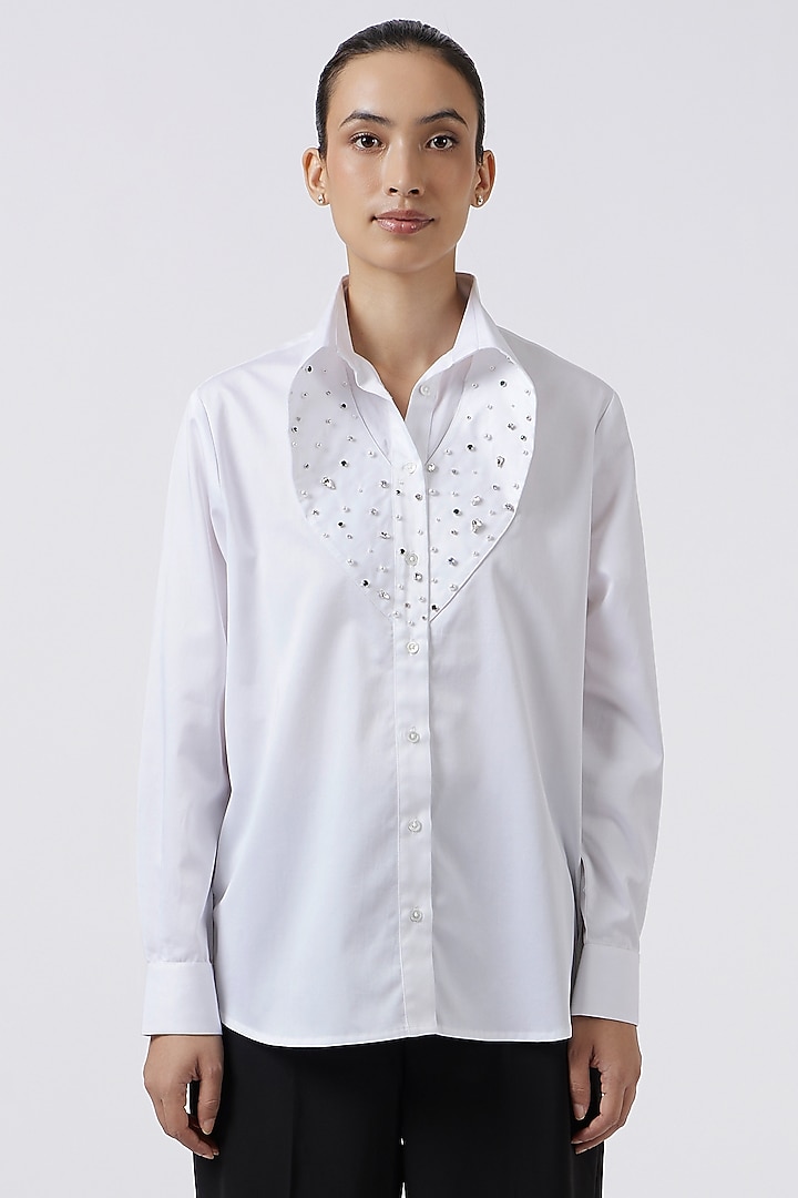 White Pima Cotton Shirt by Pallavi Swadi at Pernia's Pop Up Shop