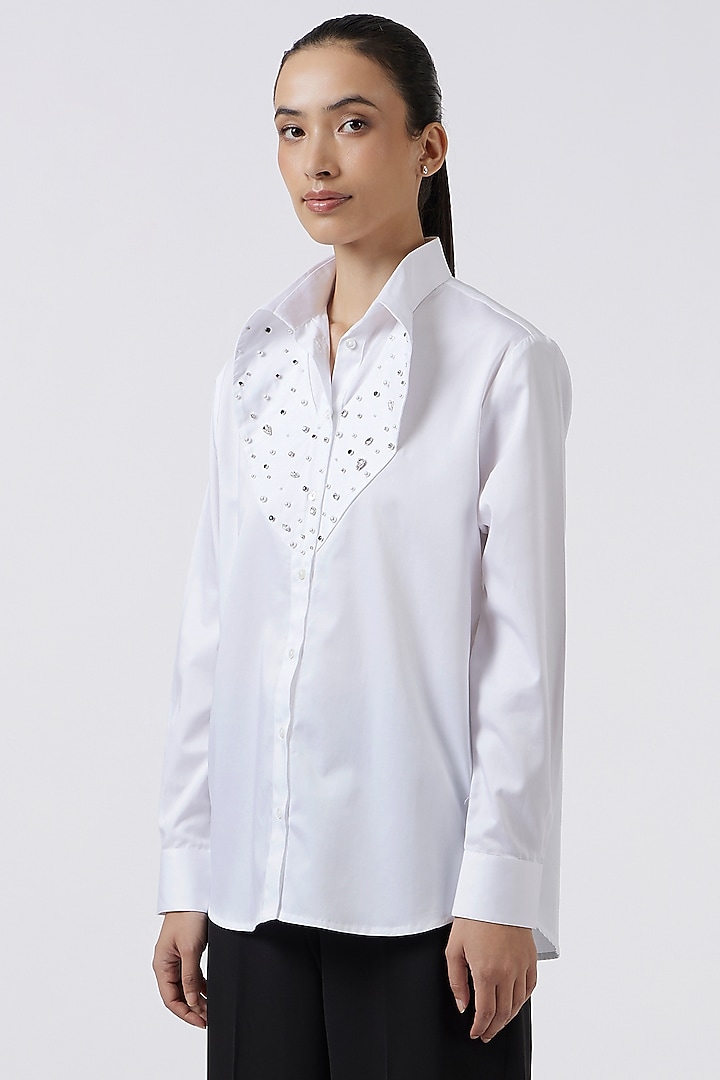 White Pima Cotton Shirt by Pallavi Swadi at Pernia's Pop Up Shop