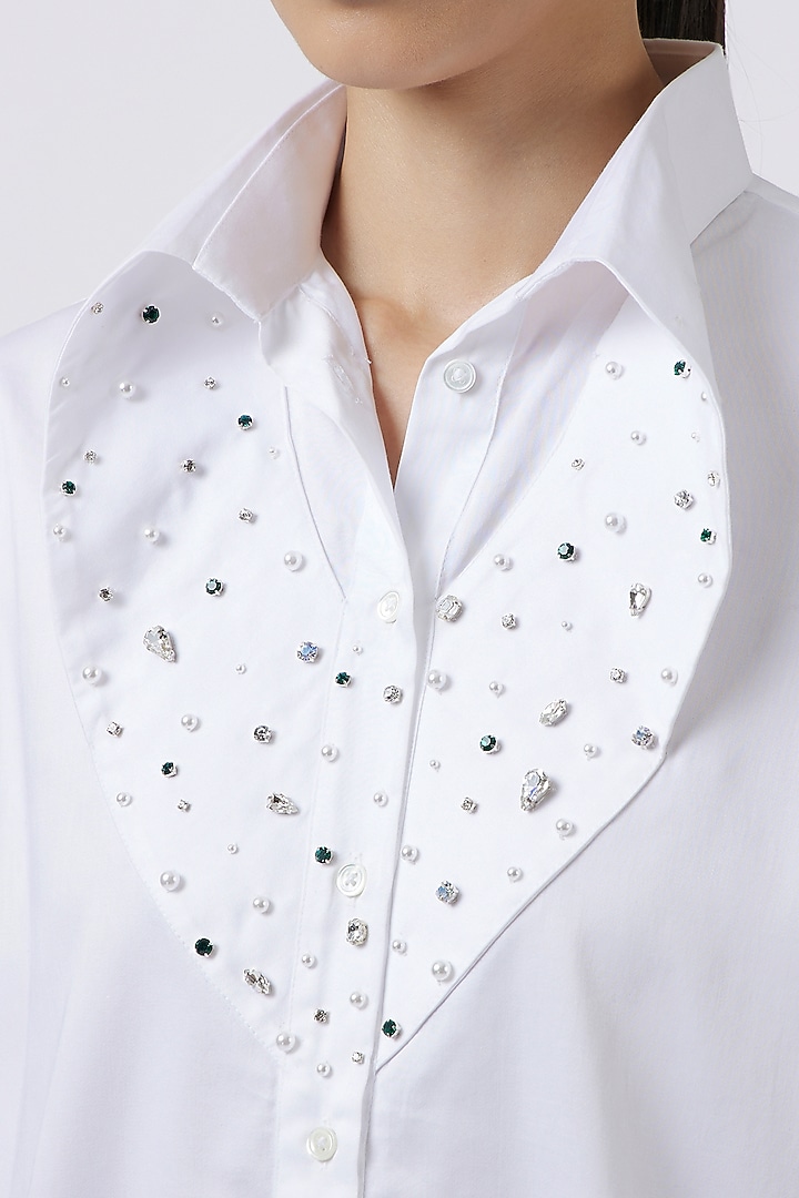 White Pima Cotton Shirt by Pallavi Swadi at Pernia's Pop Up Shop