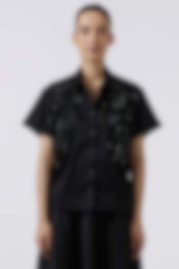 Pristine Black Pima Cotton Shirt by Pallavi Swadi at Pernia's Pop Up Shop