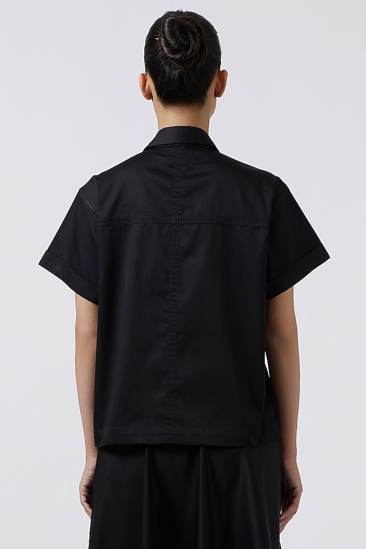 Pristine Black Pima Cotton Shirt by Pallavi Swadi at Pernia's Pop Up Shop