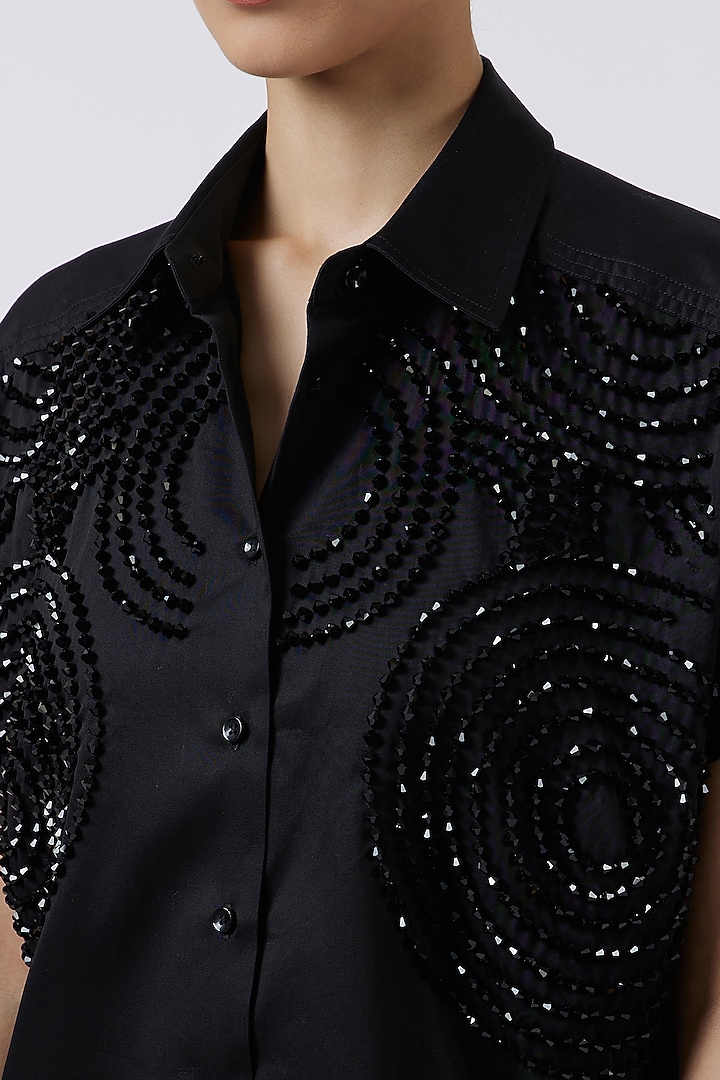 Pristine Black Pima Cotton Shirt by Pallavi Swadi at Pernia's Pop Up Shop
