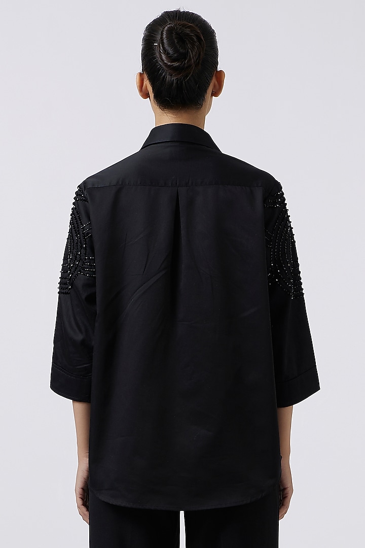 Pristine Black Pima Cotton Shirt by Pallavi Swadi at Pernia's Pop Up Shop