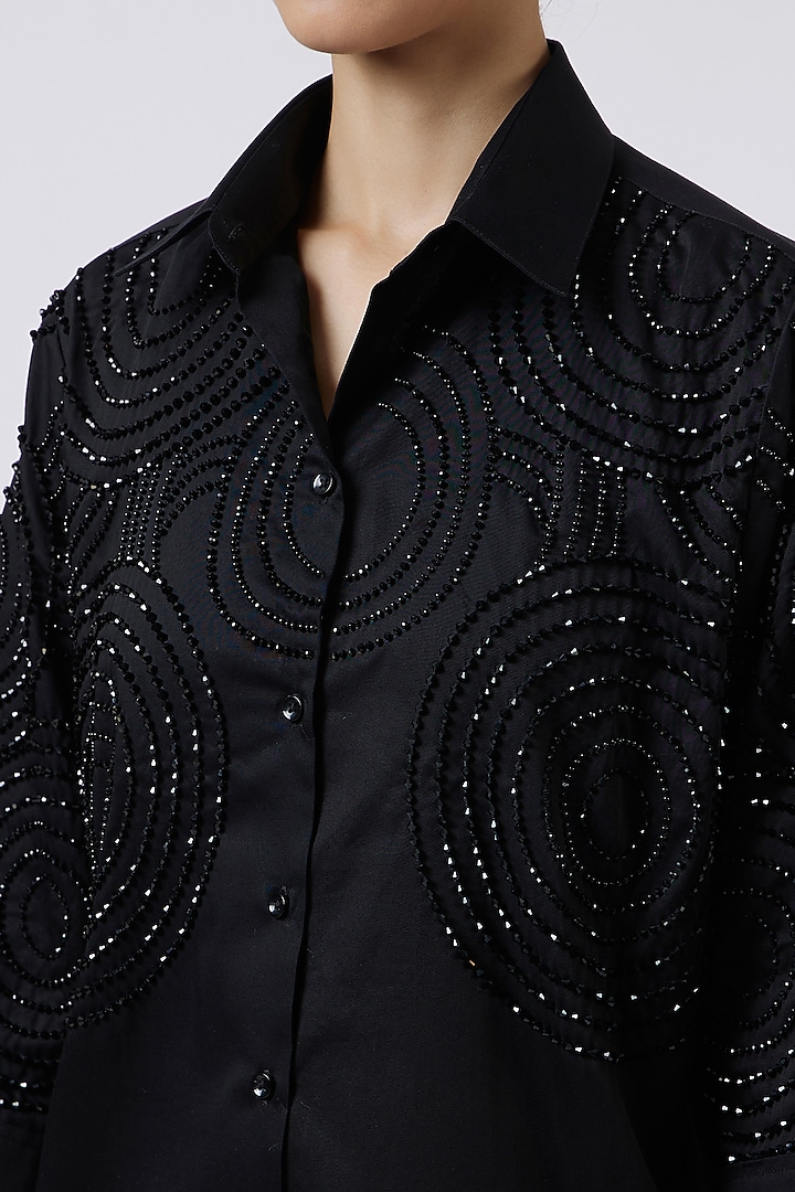 Pristine Black Pima Cotton Shirt by Pallavi Swadi at Pernia's Pop Up Shop
