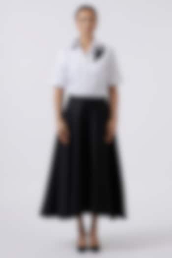 Black Pima Cotton Cascade Skirt by Pallavi Swadi at Pernia's Pop Up Shop