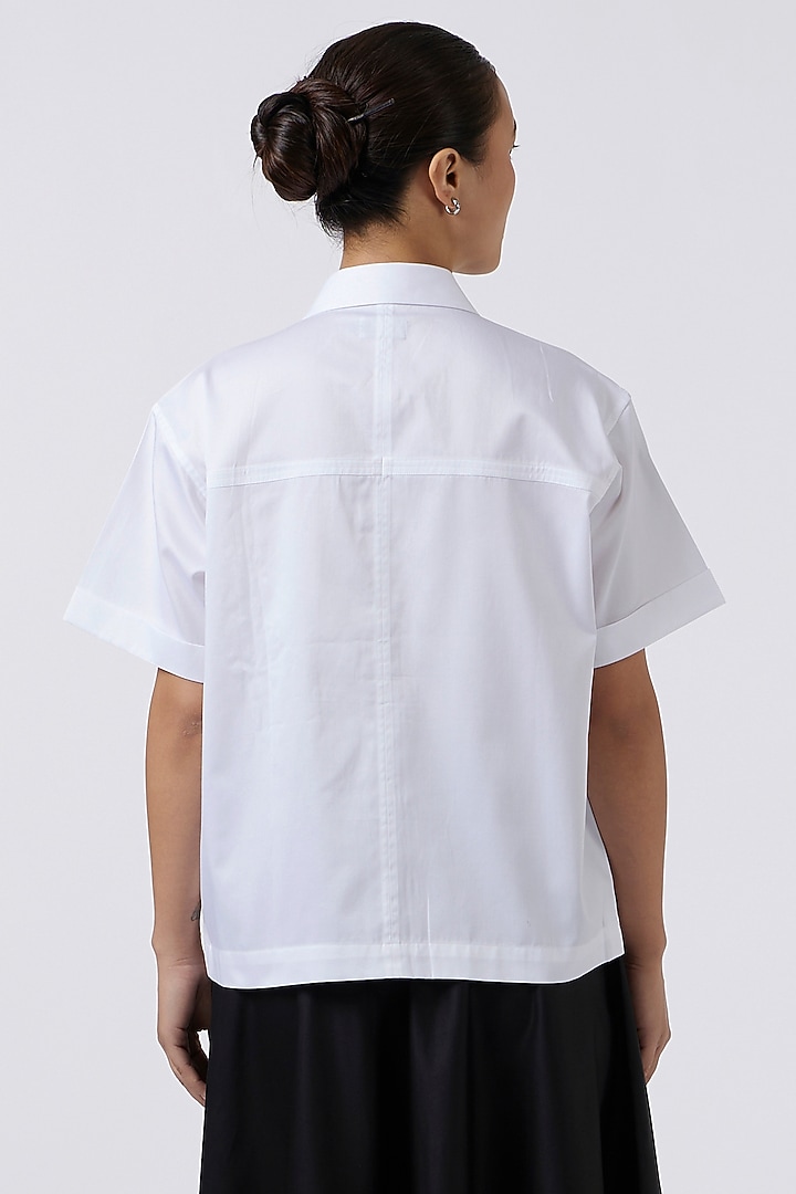 White Cotton Embroidered Shirt by Pallavi Swadi at Pernia's Pop Up Shop