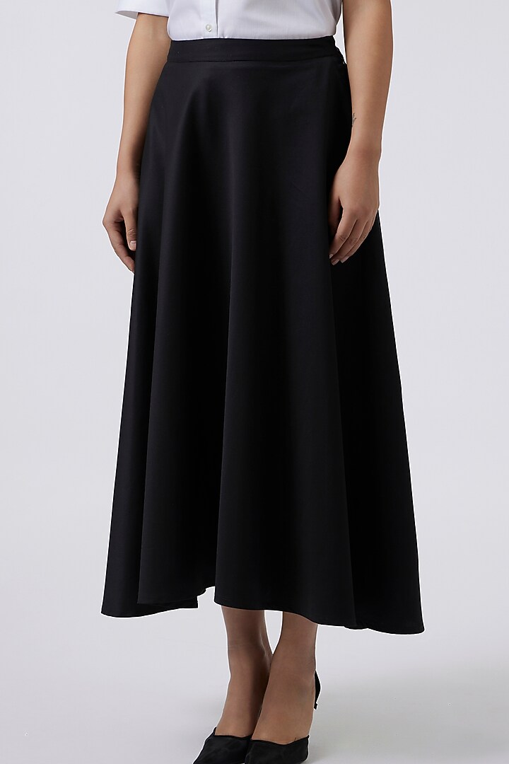 Black Cotton High-Waisted Skirt by Pallavi Swadi at Pernia's Pop Up Shop