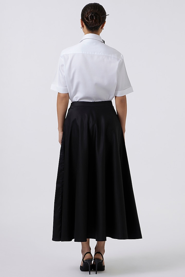 Black Cotton High-Waisted Skirt by Pallavi Swadi at Pernia's Pop Up Shop