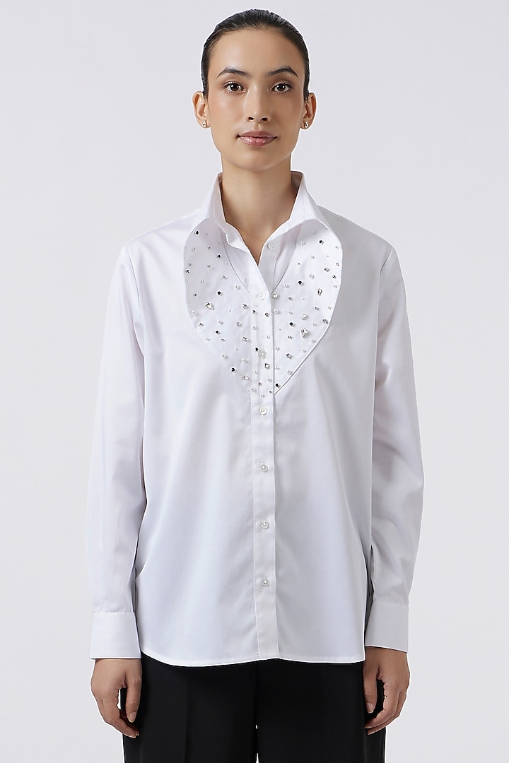 White Cotton Shirt by Pallavi Swadi at Pernia's Pop Up Shop