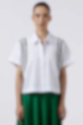 White Cotton Embroidered Shirt by Pallavi Swadi at Pernia's Pop Up Shop