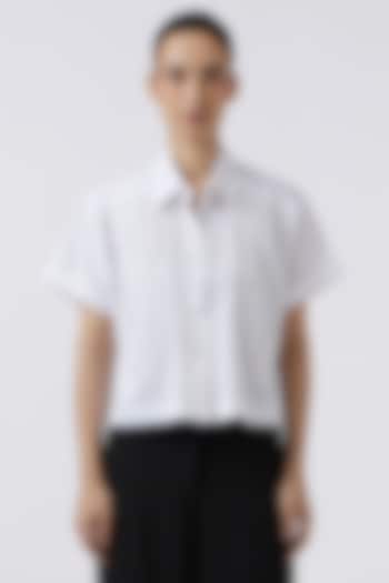 White Cotton Beadwork Shirt by Pallavi Swadi at Pernia's Pop Up Shop