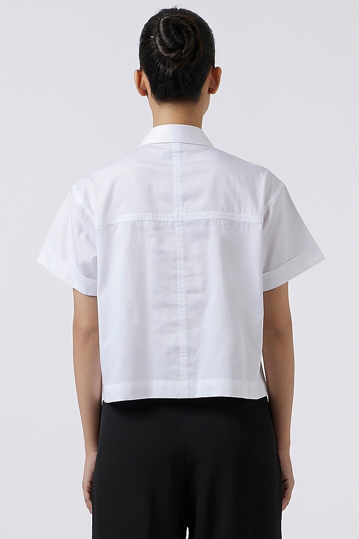 White Cotton Beadwork Shirt by Pallavi Swadi at Pernia's Pop Up Shop