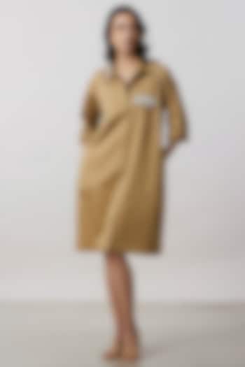 Sand-Colored Pima Cotton Vacation Dress by Pallavi Swadi at Pernia's Pop Up Shop