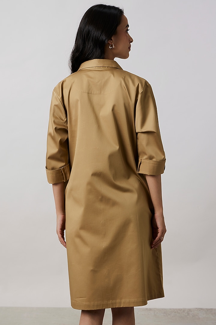 Sand-Colored Pima Cotton Vacation Dress by Pallavi Swadi at Pernia's Pop Up Shop