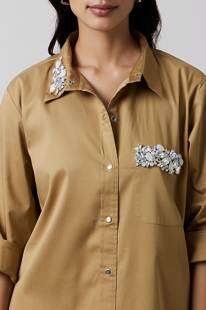 Sand-Colored Pima Cotton Vacation Dress by Pallavi Swadi at Pernia's Pop Up Shop