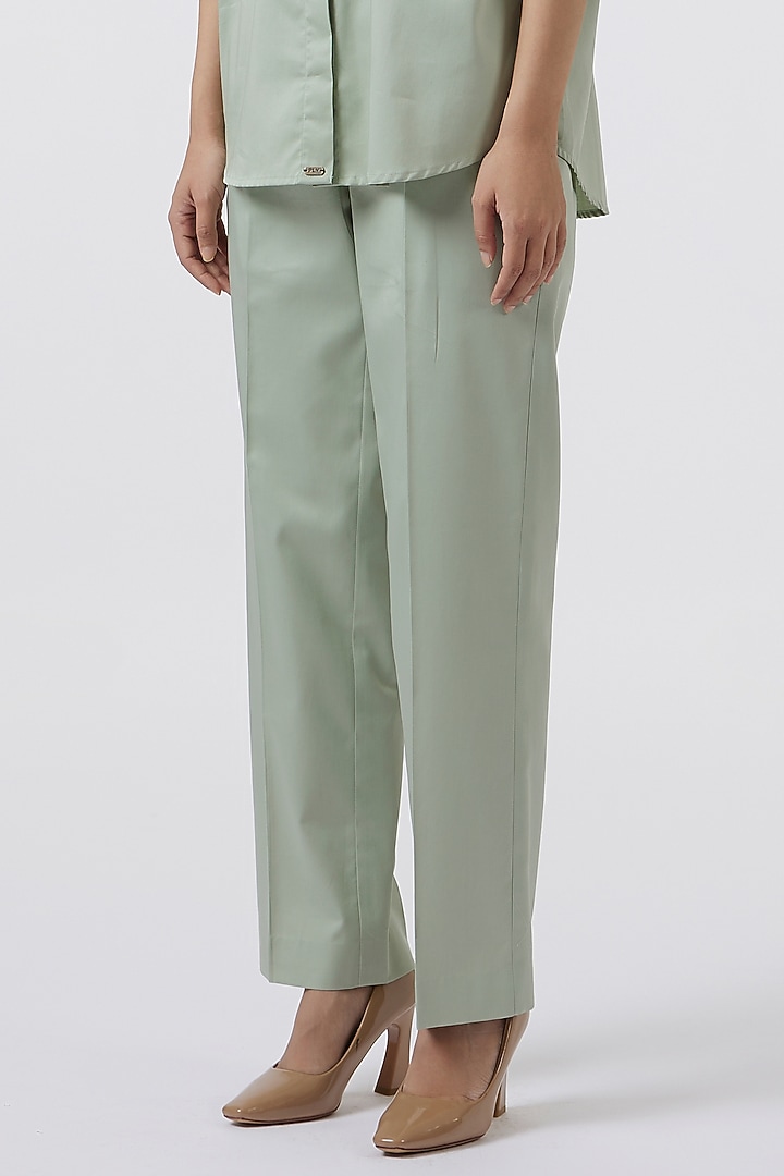Pista Green Pima Cotton Embellished Co-Ord Set by Pallavi Swadi at Pernia's Pop Up Shop