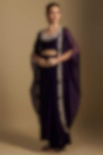 Black Organza Maal & Dori Work Cape Set by Prisho at Pernia's Pop Up Shop