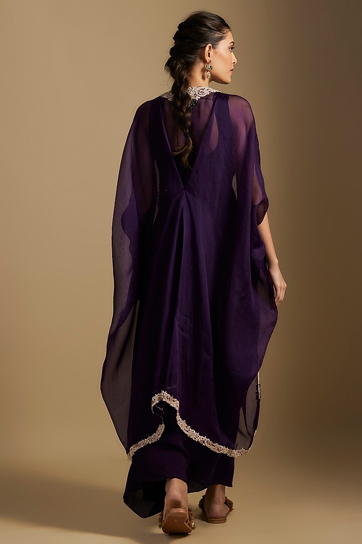 Black Organza Maal & Dori Work Cape Set by Prisho at Pernia's Pop Up Shop