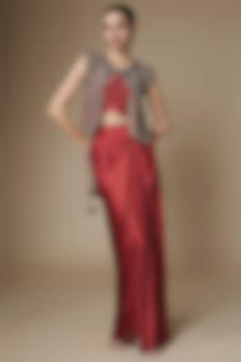 Deep Orange Modal Satin Skirt Set by Prisho at Pernia's Pop Up Shop