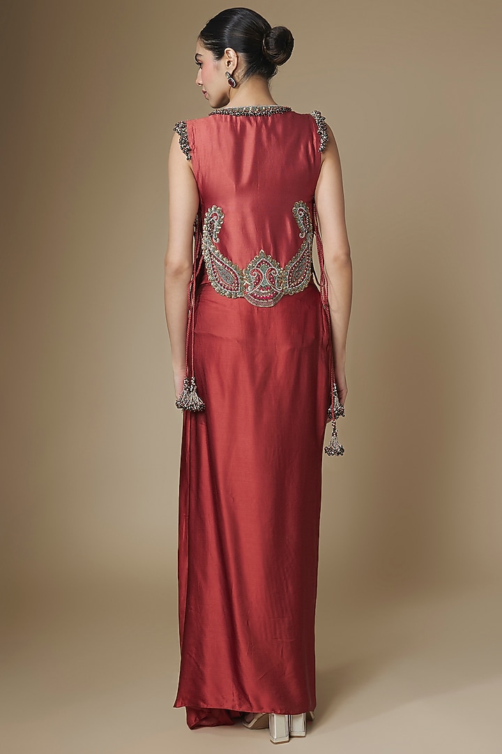 Deep Orange Modal Satin Skirt Set by Prisho at Pernia's Pop Up Shop