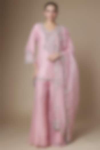 Flamingo Silk Wedding Sharara Set by Prisho at Pernia's Pop Up Shop