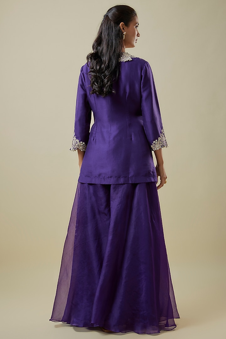 Purple Organza Wedding Sharara Set by Prisho at Pernia's Pop Up Shop