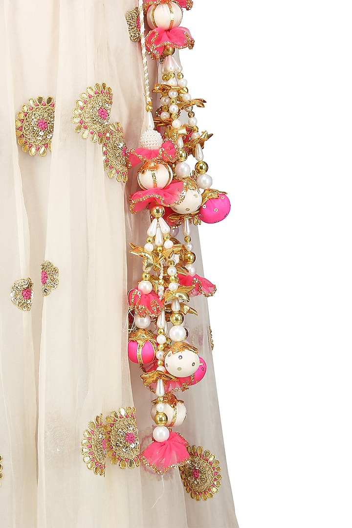 Off white and pink embroidered sharara set available only at Pernia's Pop Up Shop.