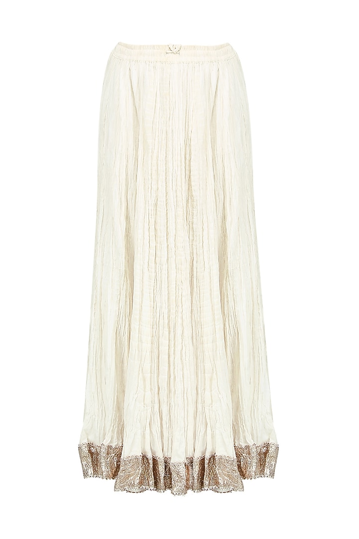 Off white double layer anarkali set available only at Pernia's Pop Up Shop.