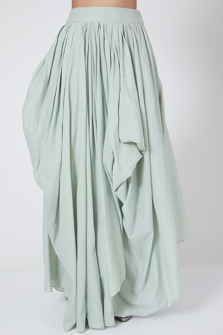 Mint Green Skirt Set With Mirror Work by Priyanka Singh at Pernia's Pop Up Shop