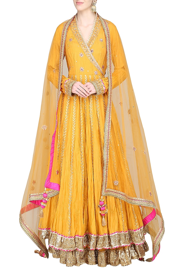 Mustard embroidered lehenga set available only at Pernia's Pop Up Shop.