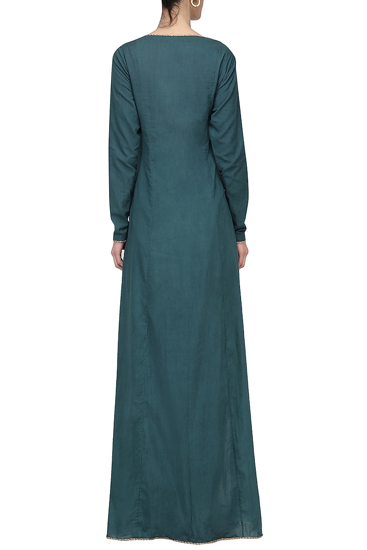 Blue angrakha embroidered kurta with dhoti set available only at Pernia's Pop Up Shop.