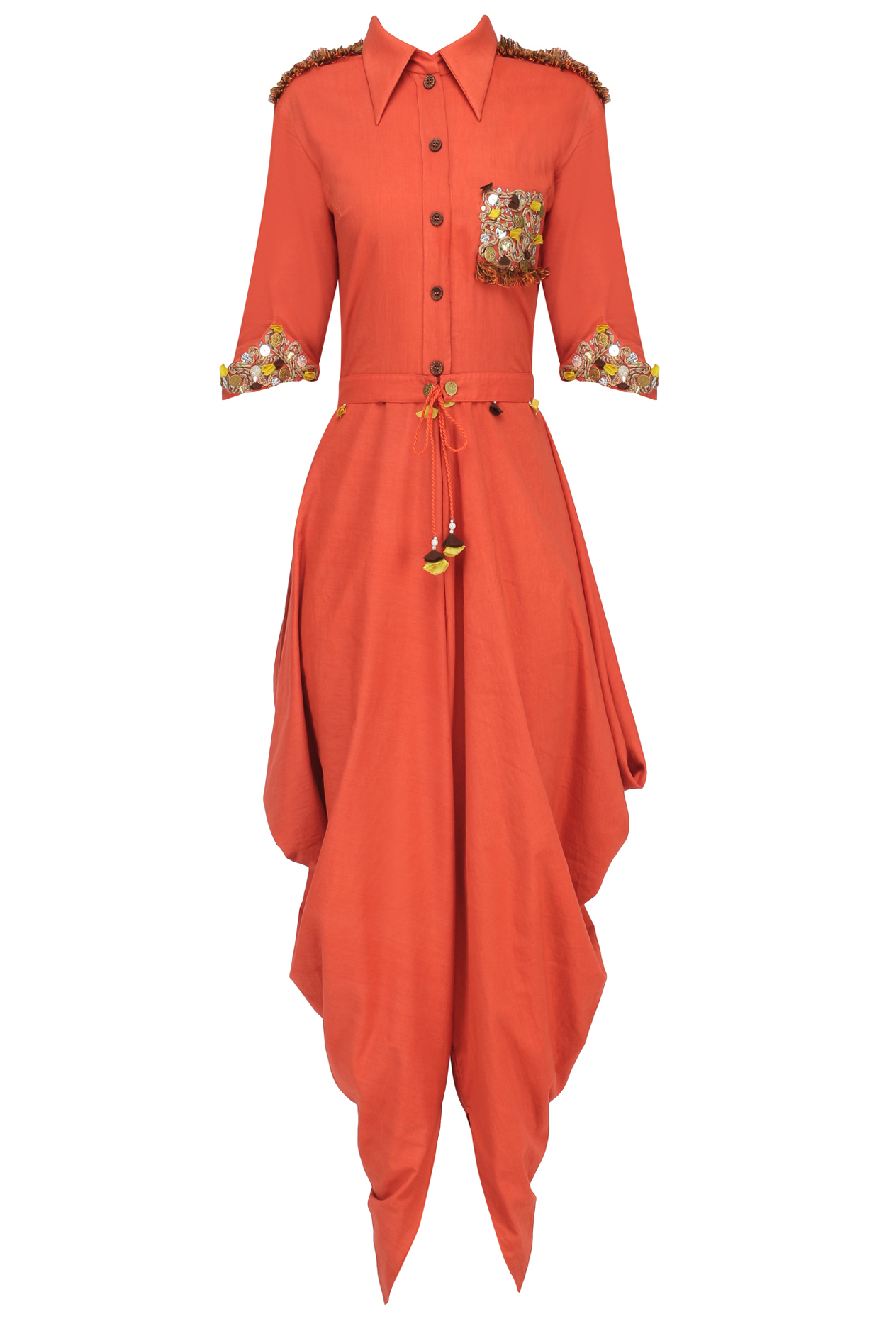 Orange cowl drape jumpsuit available only at Pernia's Pop Up Shop.