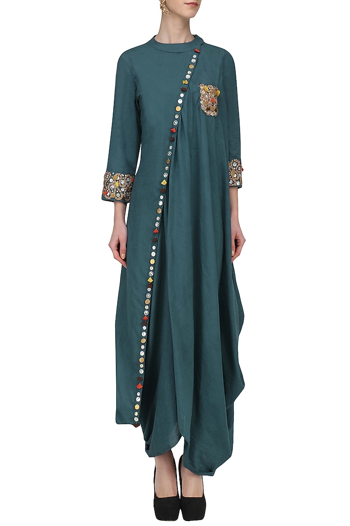 Blue embroidered drape tunic available only at Pernia's Pop Up Shop.