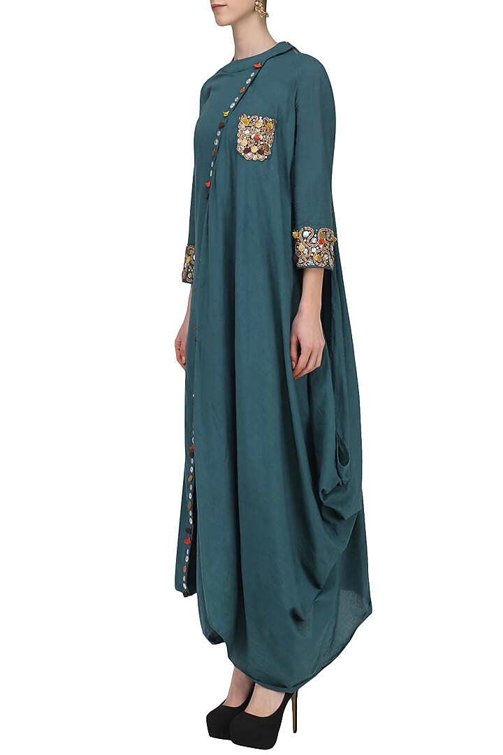 Blue embroidered drape tunic available only at Pernia's Pop Up Shop.