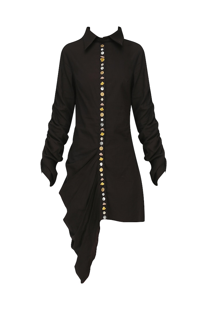 Black Embroidered Shirt Dress by Priyanka Singh