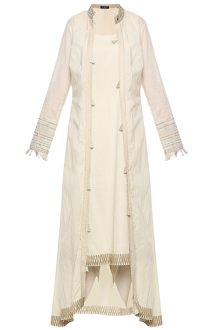 Off White Embroidered Tunic Set by Priyanka Singh